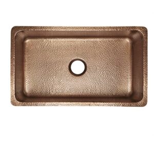 Sinkology K406-D62 Rivera Undermount 31.25 in. Single Bowl Grid, Disposal Drain, and Care Kitchen Sink Kit, 31.25 inch, Antique Copper