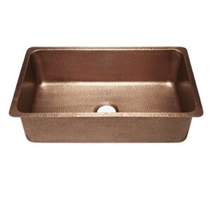 Sinkology K406-D62 Rivera Undermount 31.25 in. Single Bowl Grid, Disposal Drain, and Care Kitchen Sink Kit, 31.25 inch, Antique Copper