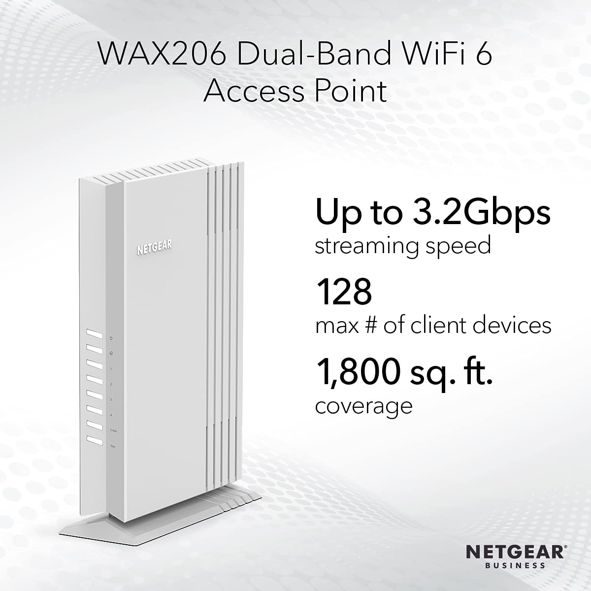 NETGEAR Wireless Desktop Access Point (WAX206)- WiFi 6 Dual-Band AX3200 Speed, 4x1G Ethernet Ports, 1x2.5G WAN, Up to 128 Devices, WPA3 Security, Up to 3 Separate WiFi Networks, MU-MIMO, 802.11ax