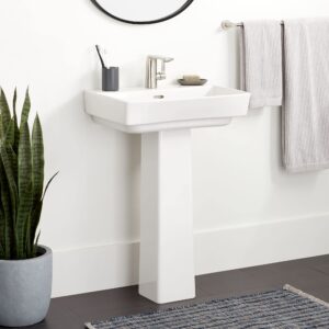 signature hardware 539975 pentero 29" tall fireclay pedestal bathroom sink stand only