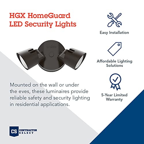 Lithonia Lighting HGX LED 2RH 40K 120 DDB M2 HomeGuard Security Flood Lights 2750 Lumens, 2-Light, No Sensor, Dark Bronze