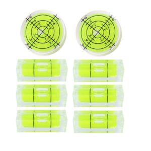 8pcs small bubble spirit level mini square levels measuring tools for balancing frame, mural, picture hanging, turntable, tripod, camera, phonograph, 10x10x29mm, 32x7mm (set a)