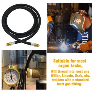 OYHBO Inert Gas Welding Hose 6.56FT - Argon Flow Meter Regulator Adapter Hose - Mig Tig, 5/8" UNF-18RH Fittings