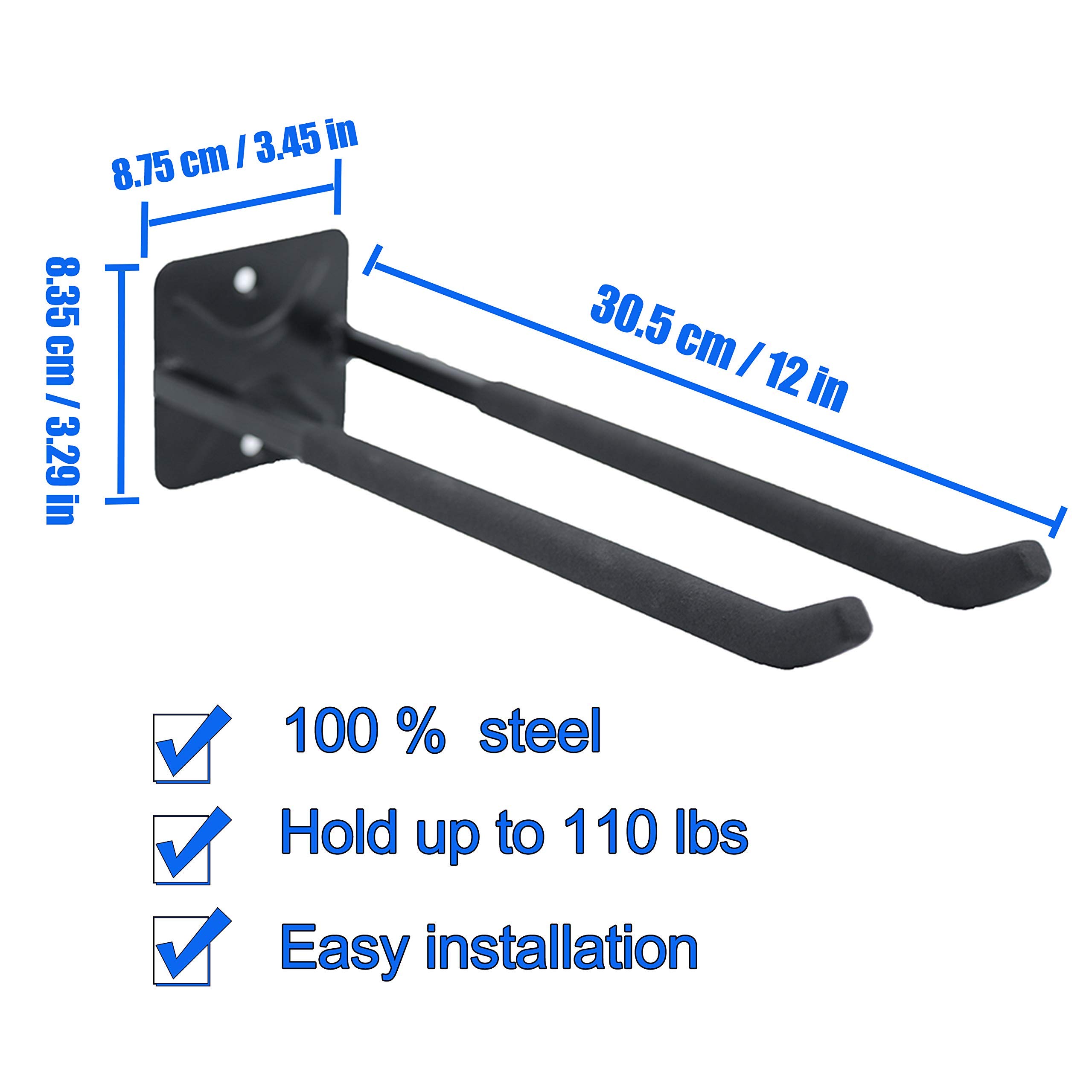 Ultrawall Lumber Storage Metal Rack with 3-Level and Garage Hooks for Snow Board Hook Tire Rack