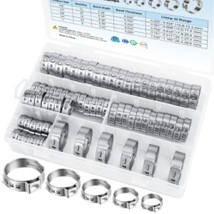 ticonn 70pcs pex clinch clamps kit, 304 stainless steel pex clamp rings for pex pipe tubing connection (70cps kit)