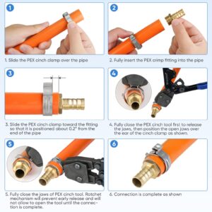 TICONN 70PCS PEX Clinch Clamps Kit, 304 Stainless Steel PEX Clamp Rings for PEX Pipe Tubing Connection (70CPS Kit)