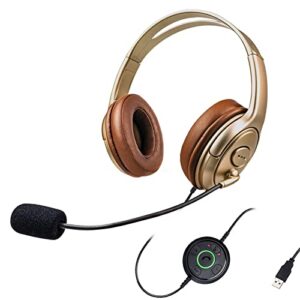 pc headset with microphone noise canceling for office computer mac, over ear usb headset for call center business meeting skype chat team zoom cisco jabber, pro mic for dragon nuance voice recognition