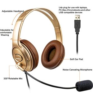 PC Headset with Microphone Noise Canceling for Office Computer Mac, Over Ear USB Headset for Call Center Business Meeting Skype Chat Team Zoom Cisco Jabber, Pro Mic for Dragon Nuance Voice Recognition