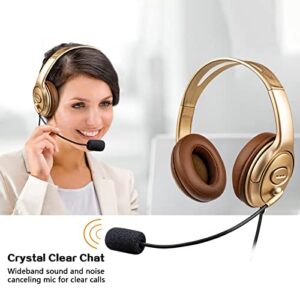 PC Headset with Microphone Noise Canceling for Office Computer Mac, Over Ear USB Headset for Call Center Business Meeting Skype Chat Team Zoom Cisco Jabber, Pro Mic for Dragon Nuance Voice Recognition