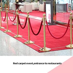 CZWESTC 2 pcs Red Velvet Stanchion Rope,Crowd Control Rope Barrier with Polished Gold Hooks for Oscar Party Decorations,VIP Sign,Red Carpet Events, Car Shows, and Upscale Affairs.