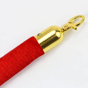 CZWESTC 2 pcs Red Velvet Stanchion Rope,Crowd Control Rope Barrier with Polished Gold Hooks for Oscar Party Decorations,VIP Sign,Red Carpet Events, Car Shows, and Upscale Affairs.