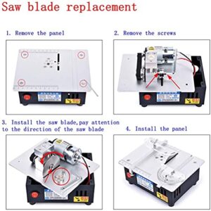 TOPCHANCES Mini Hobby Table Saw, Upgrade Table Saws Woodworking Desktop DIY Acrylic PCB Desktop Crafts Cutting Machine with Power Supply 63mm HSS Circular Saw Blade