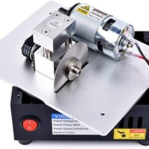 TOPCHANCES Mini Hobby Table Saw, Upgrade Table Saws Woodworking Desktop DIY Acrylic PCB Desktop Crafts Cutting Machine with Power Supply 63mm HSS Circular Saw Blade