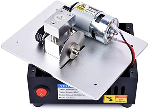 TOPCHANCES Mini Hobby Table Saw, Upgrade Table Saws Woodworking Desktop DIY Acrylic PCB Desktop Crafts Cutting Machine with Power Supply 63mm HSS Circular Saw Blade