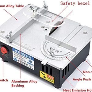 TOPCHANCES Mini Hobby Table Saw, Upgrade Table Saws Woodworking Desktop DIY Acrylic PCB Desktop Crafts Cutting Machine with Power Supply 63mm HSS Circular Saw Blade