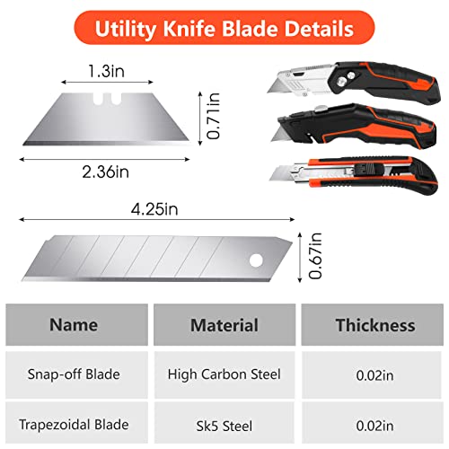 DIYSELF 3 Pack Box Cutter, Heavy Duty Utility Knife for Cardboard, Box Cutters Razor Knife for Construction, Work, Box Opener Cardboard Cutter for Warehouse, Office, Shop, Box Knife Exacto Knife