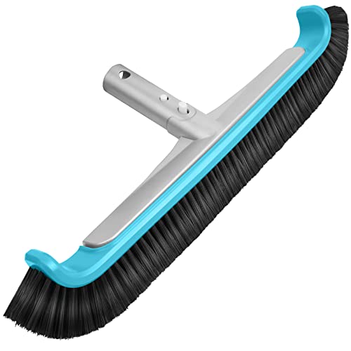 POOLWHALE Premium17.5 Swimming Floor & Wall Pool Brush, Aluminum Back Cleaning Brush Head Designed for Cleans Walls, Tiles & Floors, Nylon Bristles Pool Brush Head with EZ Clips