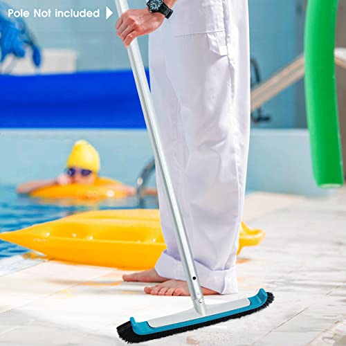 POOLWHALE Premium17.5 Swimming Floor & Wall Pool Brush, Aluminum Back Cleaning Brush Head Designed for Cleans Walls, Tiles & Floors, Nylon Bristles Pool Brush Head with EZ Clips