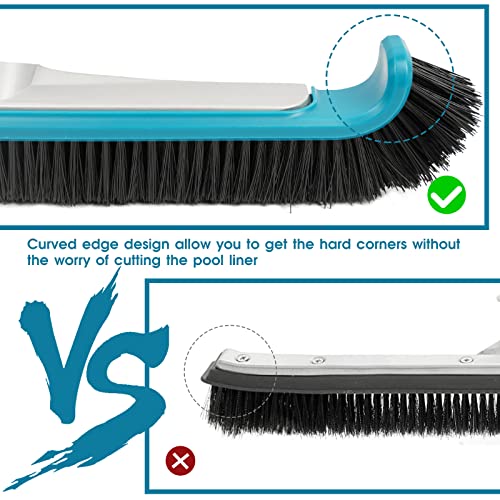 POOLWHALE Premium17.5 Swimming Floor & Wall Pool Brush, Aluminum Back Cleaning Brush Head Designed for Cleans Walls, Tiles & Floors, Nylon Bristles Pool Brush Head with EZ Clips