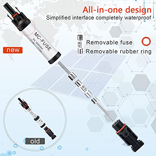 Pvfarosh 30A Solar Fuse Connector IP68 Waterproof 1000V in-line Fuse Holder 30A Male and Female Connector Waterproof in-Line Fuse Holder (Contains 4 fuses + 2 Solar Fuse Holders)… (30A)