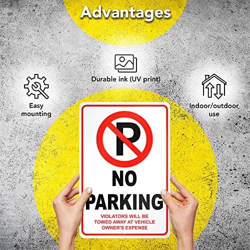 No Parking Signs - No Parking Signs for Driveways Aluminum 8x12 - No Parking Signs Will Be Towed- Do Not Block Driveway Sign - Please No Parking Sign - No Parking Signs Metal