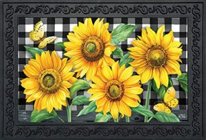 briarwood lane checkered sunflowers summer doormat everyday floral indoor outdoor 30" x 18"