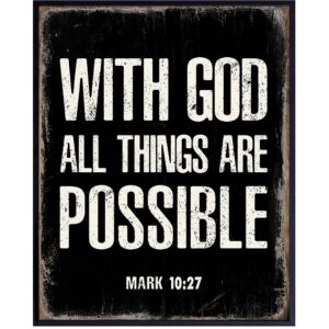 With God All Things Are Possible - Religious Wall Decor - Scripture Wall Art - Bible Verses Wall Decor- Spiritual Inspirational Motivational Religious Gifts for Men - Catholic Christian Gifts for Men