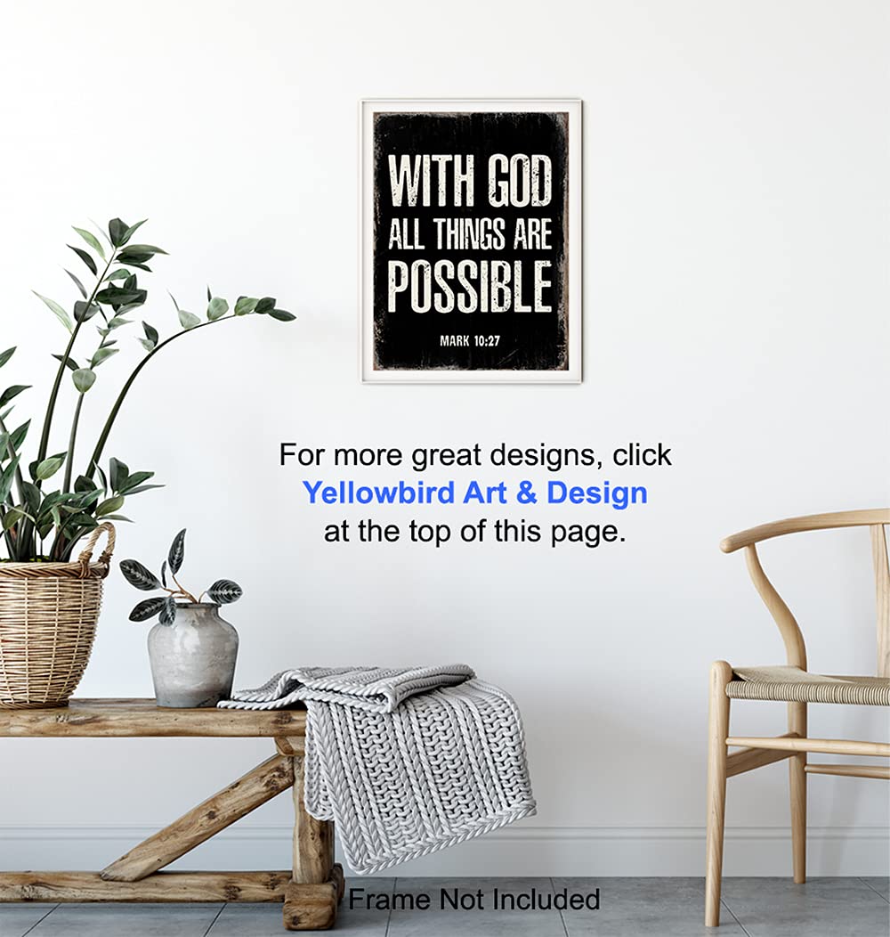 With God All Things Are Possible - Religious Wall Decor - Scripture Wall Art - Bible Verses Wall Decor- Spiritual Inspirational Motivational Religious Gifts for Men - Catholic Christian Gifts for Men