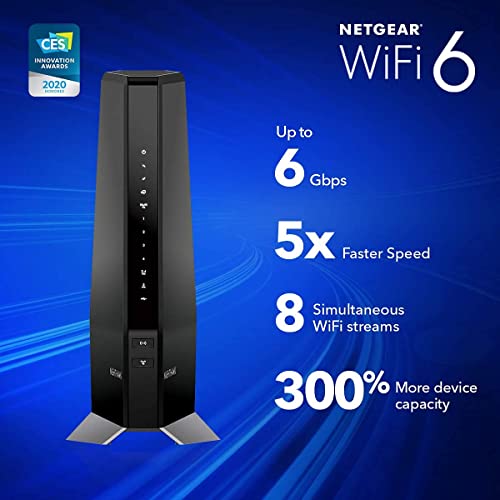 NETGEAR Nighthawk Cable Modem with Built-in WiFi 6 Router (CAX80) - Compatible with All Major Providers | Cable Plans Up to 6Gbps | AX6000 WiFi 6 speed | DOCSIS 3.1 (Renewed)