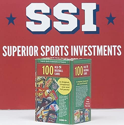 Superior Sports Investments LLC 100 MLB Baseball Cards in Original Unopened Wax and Foil Packs Blaster Box Look for Hall-of-Famers Such As Cal Ripken, Ken Griffey Jr, Nolan Ryan, Frank Thomas, Don Mattingly, Wade Boggs, George Brett & Tony Gwynn.