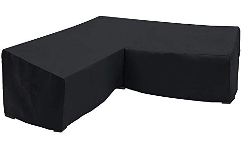 Orqihod V-Shaped Patio Furniture Cover Waterproof 600D Heavy Duty Outdoor Sectional Sofa Covers with Storage Bag 85x85inch Black Protective Cover for Corner Sofa Windproof