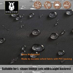 Orqihod V-Shaped Patio Furniture Cover Waterproof 600D Heavy Duty Outdoor Sectional Sofa Covers with Storage Bag 85x85inch Black Protective Cover for Corner Sofa Windproof