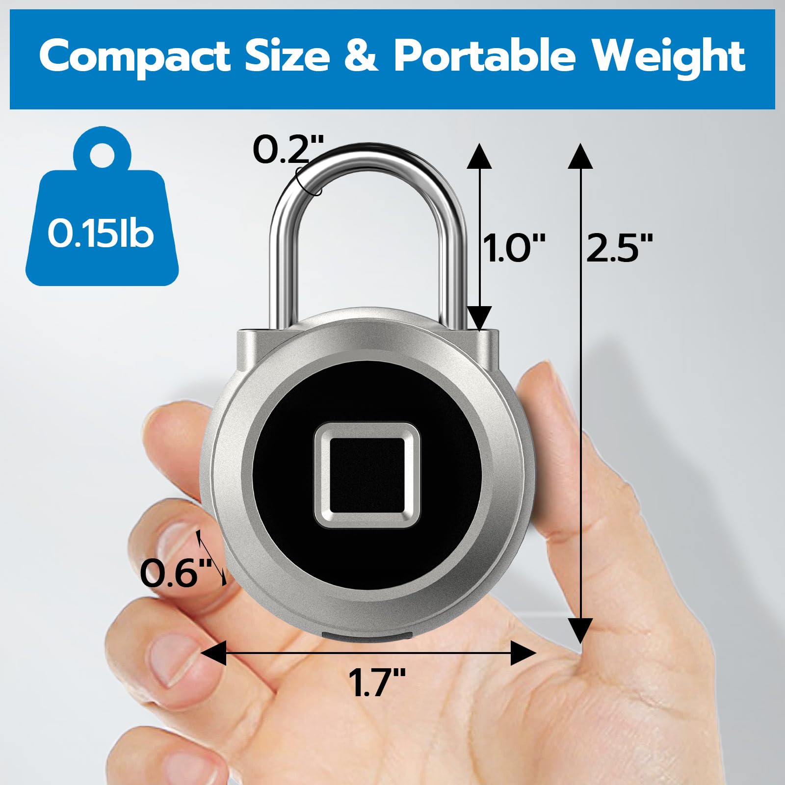 Eseesmart Fingerprint Padlock, Locker Bluetooth, Mobile APP, Smart Padlock with Keyless Biometric, Water Resistant, Suitable for Gym, School, Luggage Bags, Locker and Storage