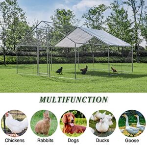 JOIONE Large Metal Chicken Coop with Waterproof & Anti-UV Cover, Galvanized Steel Coops for Outdoor Backyard Farm Garden (9.8' x 13.1' x 6.5')