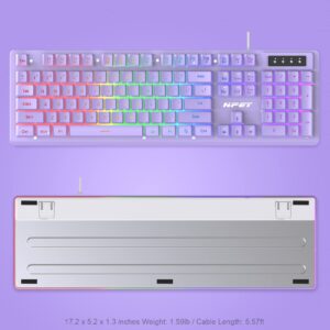 NPET K10 Wired Gaming Keyboard, RGB Backlit, Spill-Resistant Design, Multimedia Keys, Quiet Silent USB Membrane Keyboard for Desktop, Computer, PC (Purple)