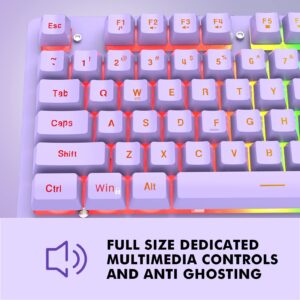 NPET K10 Wired Gaming Keyboard, RGB Backlit, Spill-Resistant Design, Multimedia Keys, Quiet Silent USB Membrane Keyboard for Desktop, Computer, PC (Purple)