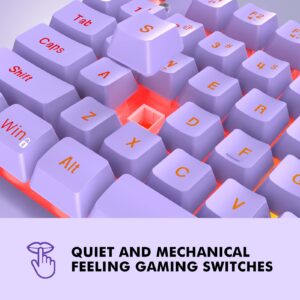 NPET K10 Wired Gaming Keyboard, RGB Backlit, Spill-Resistant Design, Multimedia Keys, Quiet Silent USB Membrane Keyboard for Desktop, Computer, PC (Purple)