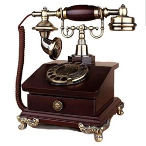 dsdd retro phone,antique style telephone with wood and metal body, functional rotary dial and socket red telephone,office,hotel