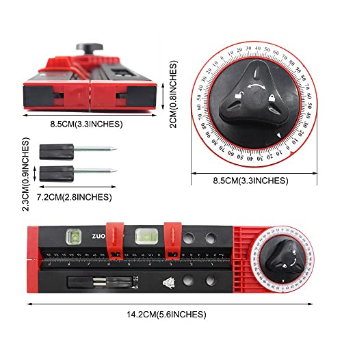 Lionz Miter Saw Protractor, 14' Multifunction Angle Finder,Measuring Level, Picture Hanging Tool with Precision Laser Scales Compass, Gift For Men, Husband, Dad, grandpa, DIY and Handyman.