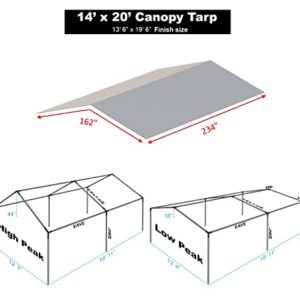 Carport Canopy Cover 12' x 20' Cut Size, 11'6" x 19'6" Finish Size Heavy Duty Tarp Tent Roof White and Silver, Only Cover (Silver 12x20)