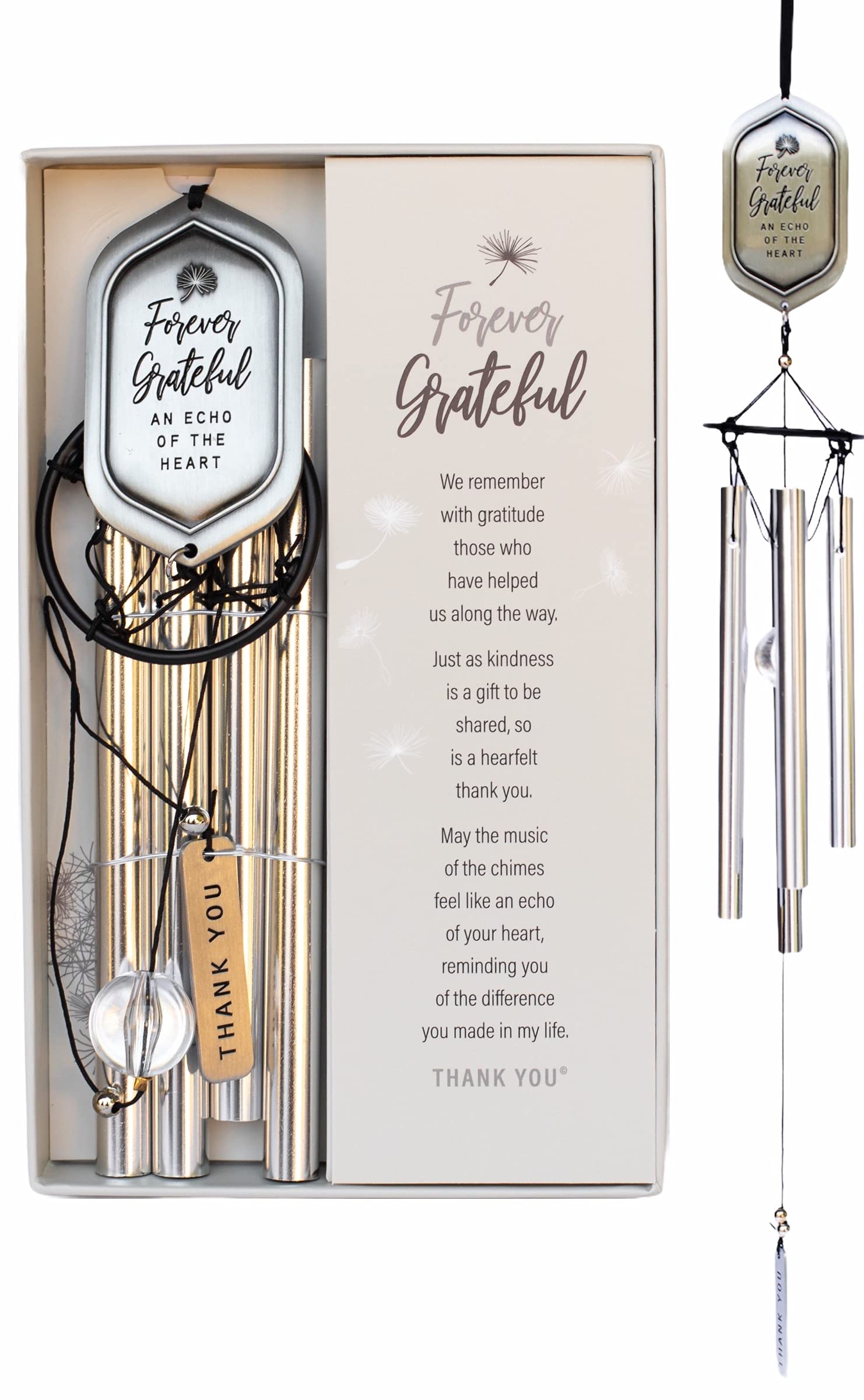 Forever Grateful Wind Chime with Engraved Thank You Message - Unique Gift of Gratitude/Appreciation Gift/Thank You Gift for Special Friend/Family/Coworkers/Teachers/Mentor