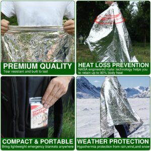 Emergency Blankets for Survival Blanket x4, Mylar Blankets, Space Blanket Thermal Blanket Emergency Supplies Car Emergency Thermal Blankets Survival for Bug Out Gear Camping Foil Blanket Solar Blanket