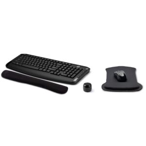 hp wireless keyboard and mouse 300 pc accessories bundle with waverest gel pads and micro bluetooth speaker with professional sound, built-in mic and remote selfie shutter