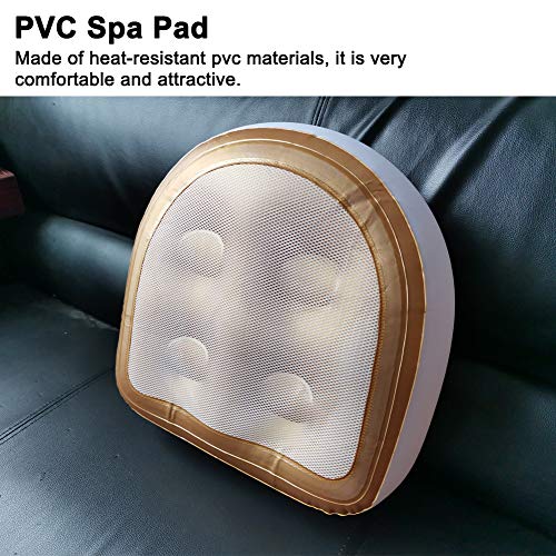 Hot Tub Booster Cushion w/Suction Cups, Inflatable Spa Cushion PVC Bathtub Pillow, Soft Seat Back Support Tub Booster Pad for Adults Kids at Home Spa & Rest (Gold)