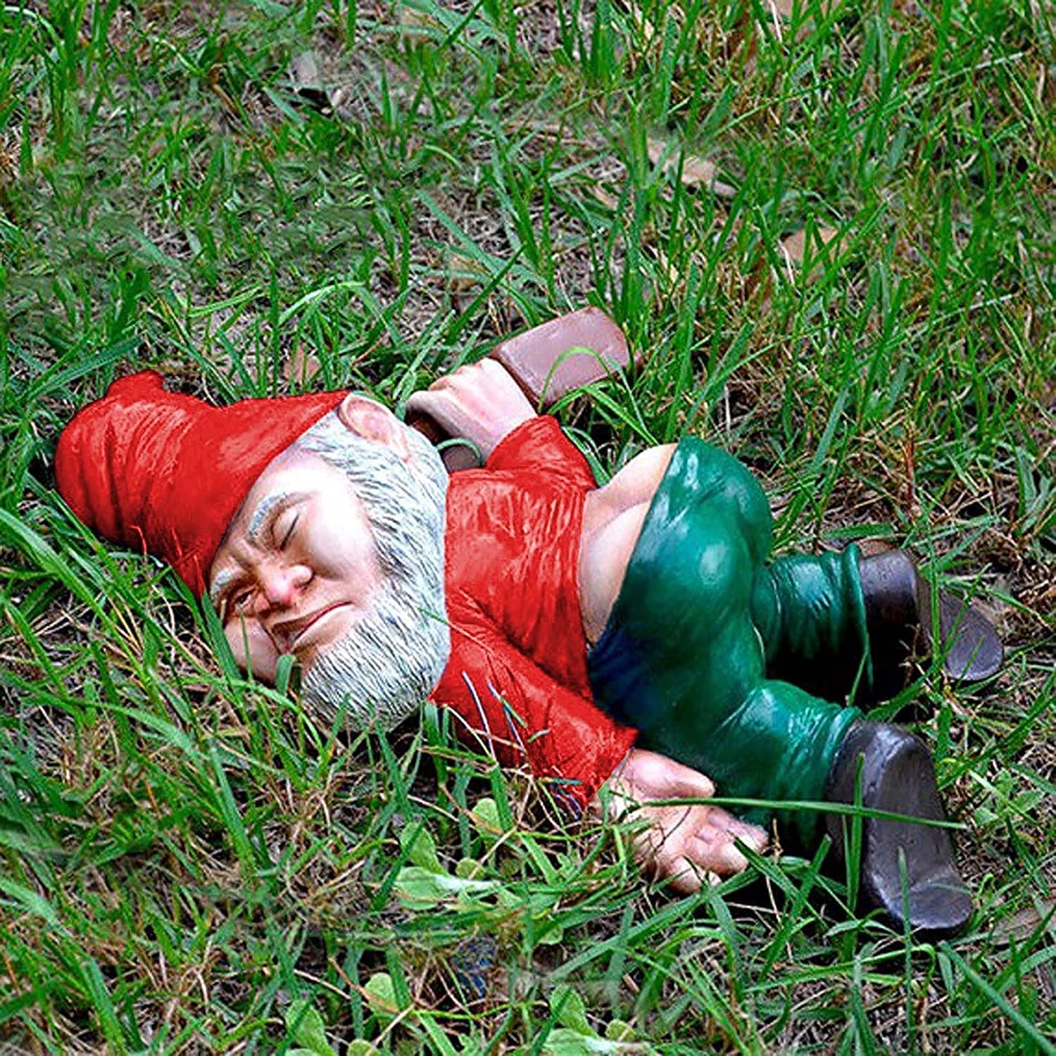 IcyAits Funny Drunk Dwarf Garden Gnome Statues Decoration, Creative Statue Resin Sculpture Novelty Gift for Outdoor Indoor Patio Yard Lawn Porch Ornament Decor