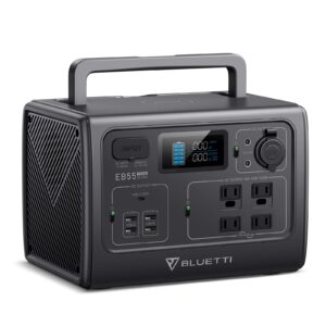 bluetti portable power station eb55, 537wh lifepo4 battery backup w/ 4 700w ac outlets (1400w peak), 100w type-c, solar generator for outdoor camping, off-grid, blackout (solar panel optional)
