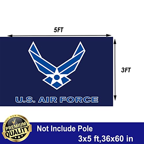 US Air Force Wings Military Flag Double Sided 3x5 Outdoor- United States USAF Wing Flags Blue Heavy Duty 3 Ply with 2 Brass Grommets for Outdoor Indoor Wall Truck