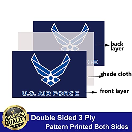 US Air Force Wings Military Flag Double Sided 3x5 Outdoor- United States USAF Wing Flags Blue Heavy Duty 3 Ply with 2 Brass Grommets for Outdoor Indoor Wall Truck