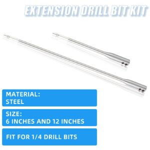 ERGAOBOY 2 Pcs 6" & 12" Dril Bit Extension with Hex Wrench Kit,Fit for 1/4 Wood Spade Drill Bit