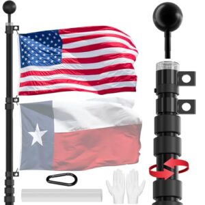 scwn flag pole for outside in ground-25ft telescoping extra thick heavy duty flagpole for yard,with 3x5 american flag,telescopic adjustable outdoor flag poles,for commercial or residential(black)